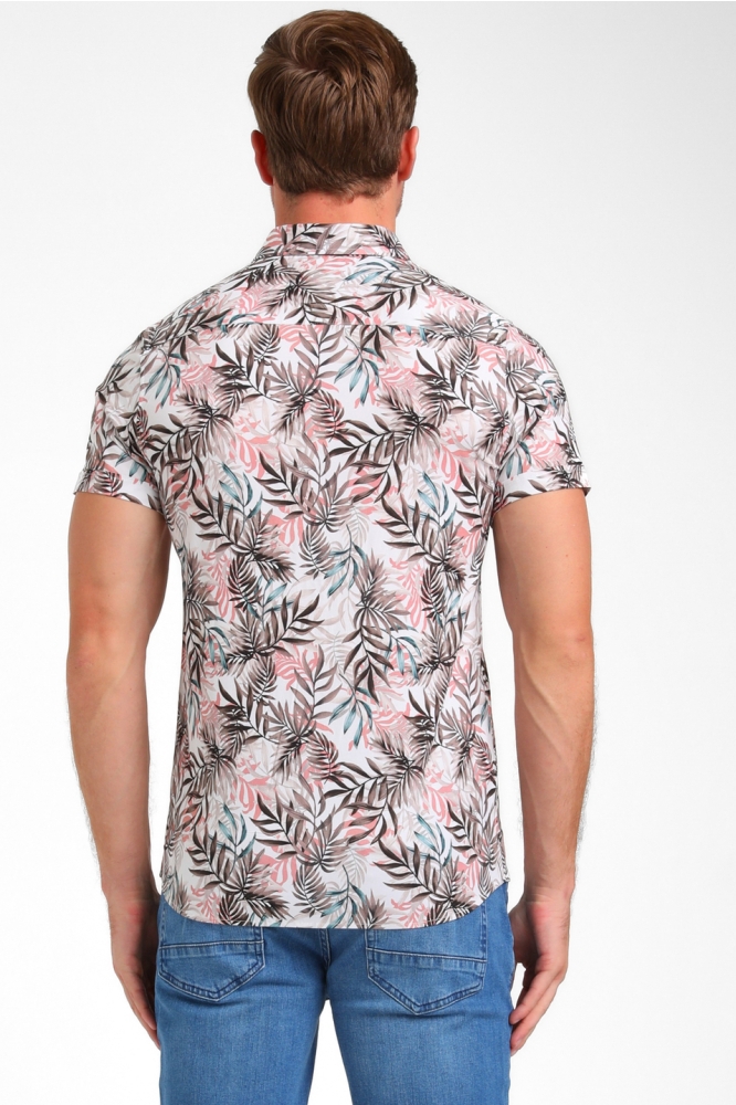 FLORAL POPLIN OVERHEMD 335935 SAND